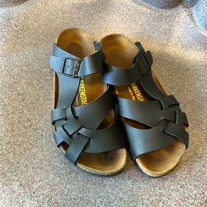 Black leather Birkenstock sandals